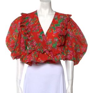 Rhode floral print cropped v neck top